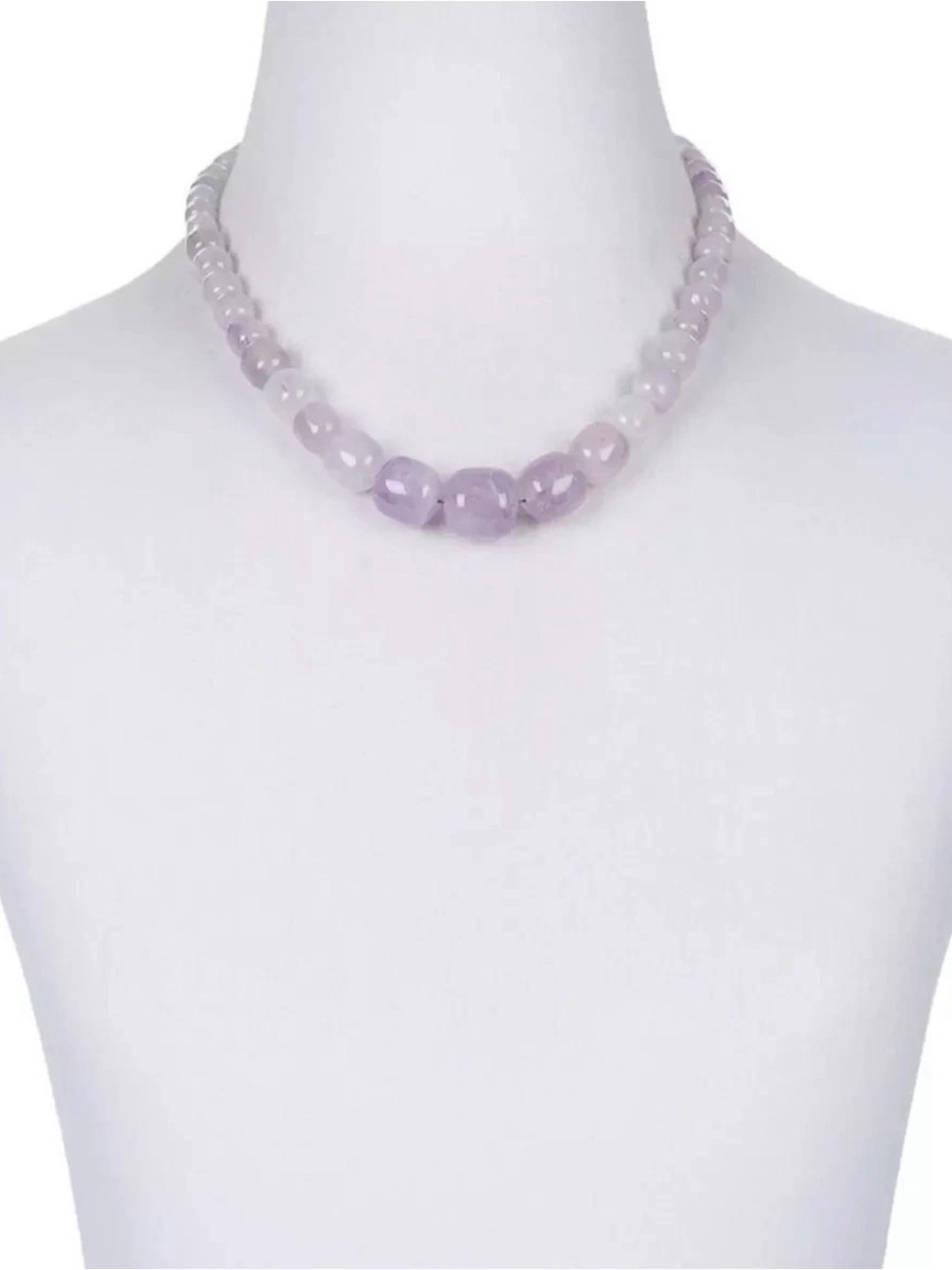 NIB Jay King Sterling Silver Misty Lilac Quartz Graduated Bead Necklace. 18"